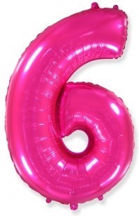 Воздушный шар (40''/102 см) Цифра, 6, Фуше, 1 шт. 4324
