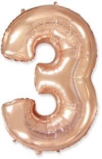 Шар (40''/102 см) Цифра, 3, Розовое Золото, 1 шт. 4353 - фото 6829