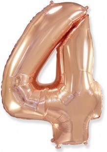 Шар (40''/102 см) Цифра, 4, Розовое Золото, 1 шт. 4354 - фото 6830
