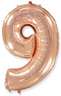 Шар (40''/102 см) Цифра, 9, Розовое Золото, 1 шт. 4359 - фото 6835