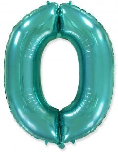 Шар (40''/102 см) Цифра, 0, Тиффани, 1 шт. 4360 - фото 6836