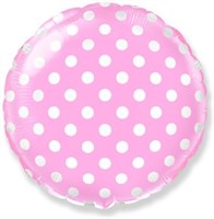 Шар (18''/46 см) Круг, Белые точки, Розовый, 1 шт. 401577RS