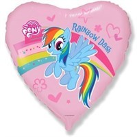 Шар (18''/46 см) Сердце, My Little Pony, Лошадка Радуга, Розовый, 1 шт. 201689