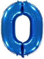 Воздушный шар (40''/102 см) Цифра, 0, Синий, 1 шт. 4308