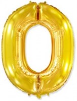 Шар (40''/102 см) Цифра, 0, Золото, 1 шт.  4328