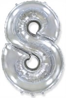 Шар (40''/102 см) Цифра, 8, Серебро, 1 шт.  4346