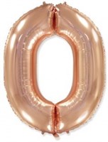 Шар (40''/102 см) Цифра, 0, Розовое Золото, 1 шт. 4350