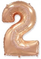 Шар (40''/102 см) Цифра, 2, Розовое Золото, 1 шт. 4352