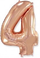 Шар (40''/102 см) Цифра, 4, Розовое Золото, 1 шт. 4354