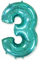 Шар (40''/102 см) Цифра, 3, Тиффани, 1 шт. 4363
