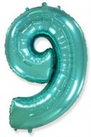 Шар (40''/102 см) Цифра, 9, Тиффани, 1 шт. 4368