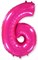 Воздушный шар (40''/102 см) Цифра, 6, Фуше, 1 шт. 4324